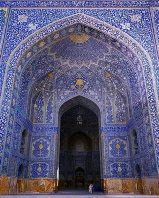 “The Mosque of Shah Abbas” -  A Symphony of Azure Tiles and Intricate Floral Motifs!